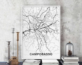 CAMPOBASSO Italy map poster Hometown City Print Modern Home Decor Office Decoration Wall Art Dorm Bedroom Gift