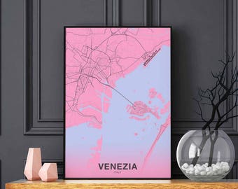VENEZIA Italy map poster color Hometown City Print Modern Home Decor Office Decoration Wall Art Dorm Bedroom Gift