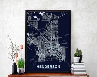 HENDERSON Nevada NV USA poster color Hometown City Print Modern Home Decor Office Decoration Wall Art Dorm Bedroom Gift