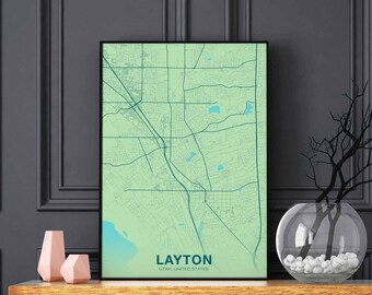 LAYTON Utah UT USA poster color Hometown City Print Modern Home Decor Office Decoration Wall Art Dorm Bedroom Gift