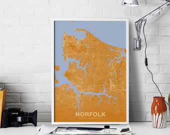 NORFOLK Virginia VA USA poster color Hometown City Print Modern Home Decor Office Decoration Wall Art Dorm Bedroom Gift