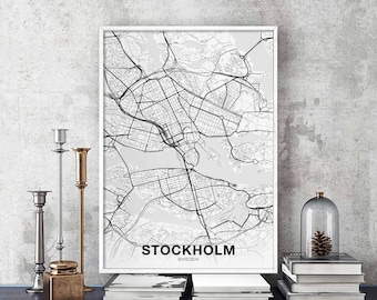 STOCKHOLM Sweden map poster Hometown City Print Modern Home Decor Office Decoration Wall Art Dorm Bedroom Gift