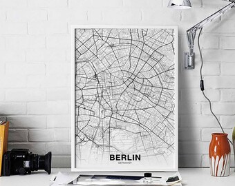 BERLIN Germany map poster Hometown City Print Modern Home Decor Office Decoration Wall Art Dorm Bedroom Gift