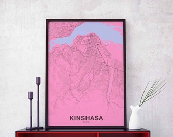 KINSHASA Zaire poster color Hometown City Print Modern Home Decor Office Decoration Wall Art Dorm Bedroom Gift