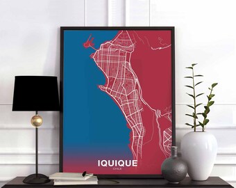 IQUIQUE Chile map poster color Hometown City Print Modern Home Decor Office Decoration Wall Art Dorm Bedroom Gift