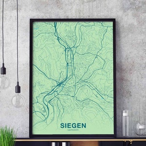 SIEGEN allemagne carte affiche couleur ville natale ville impression moderne décor à la maison bureau décoration mur art dortoir chambre cadeau