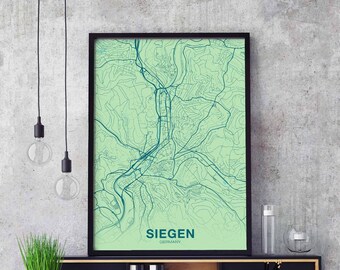 SIEGEN Germany map poster color Hometown City Print Modern Home Decor Office Decoration Wall Art Dorm Bedroom Gift