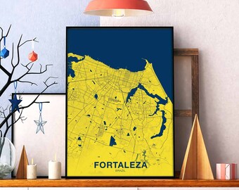 FORTALEZA Brazil map poster color Hometown City Print Modern Home Decor Office Decoration Wall Art Dorm Bedroom Gift