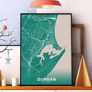 Póster de DURBAN, Sudáfrica, ciudad natal, impresión en color, decoración moderna para el hogar, decoración de la oficina, arte de pared, dormitorio, regalo