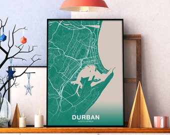 DURBAN  South Africa poster color Hometown City Print Modern Home Decor Office Decoration Wall Art Dorm Bedroom Gift