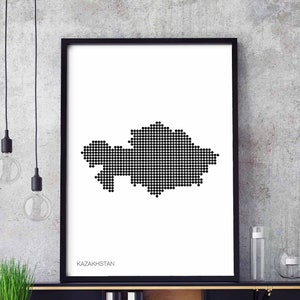 KASACHSTAN Landkarte Poster schwarz weiss Landkarte Design modern schweizerisch skandinavisch elegant Einweihungsparty