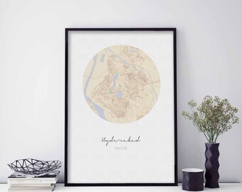 HYDERABAD Pakistan map poster wall decor design modern minimal nordic travel bedroom home art vintage retro dorm nursery housewarming