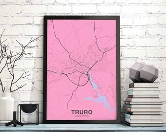 TRURO Great Britain uk map poster color Hometown City Print Modern Home Decor Office Decoration Wall Art Dorm Bedroom Gift