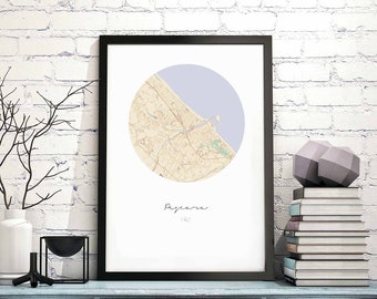 PESCARA Italy map poster wall decor design modern minimal nordic travel bedroom home art vintage retro dorm nursery housewarming