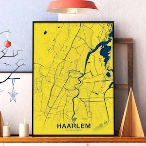 HAARLEM Nederland kaart poster kleur Woonplaats Stad Print Modern Home Decor Kantoor Decoratie Wall Art Slaapzaal Slaapkamer Cadeau