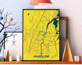 HAARLEM Netherlands map poster color Hometown City Print Modern Home Decor Office Decoration Wall Art Dorm Bedroom Gift
