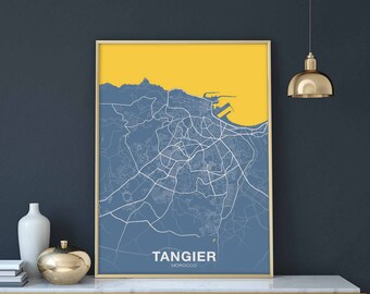 TANGIER Marocco map poster color Hometown City Print Modern Home Decor Office Decoration Wall Art Dorm Bedroom Gift