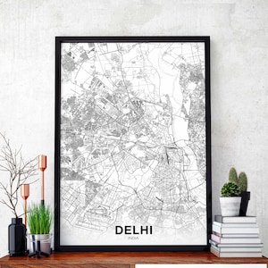 Affiche de carte de DELHI inde, ville natale, impression de ville, décoration moderne pour la maison, décoration de bureau, art mural, dortoir, chambre, cadeau