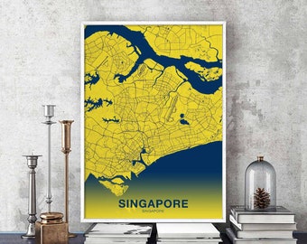 SINGAPORE Singapore poster color Hometown City Print Modern Home Decor Office Decoration Wall Art Dorm Bedroom Gift