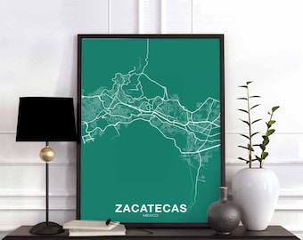 ZACATECAS Mexico map poster color Hometown City Print Modern Home Decor Office Decoration Wall Art Dorm Bedroom Gift art