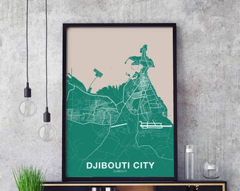 DJIBOUTI CITY Djibouti map poster color Hometown City Print Modern Home Decor Office Decoration Wall Art Dorm Bedroom Gift art