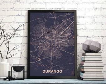 DURANGO Mexico map poster color Hometown City Print Modern Home Decor Office Decoration Wall Art Dorm Bedroom Gift art
