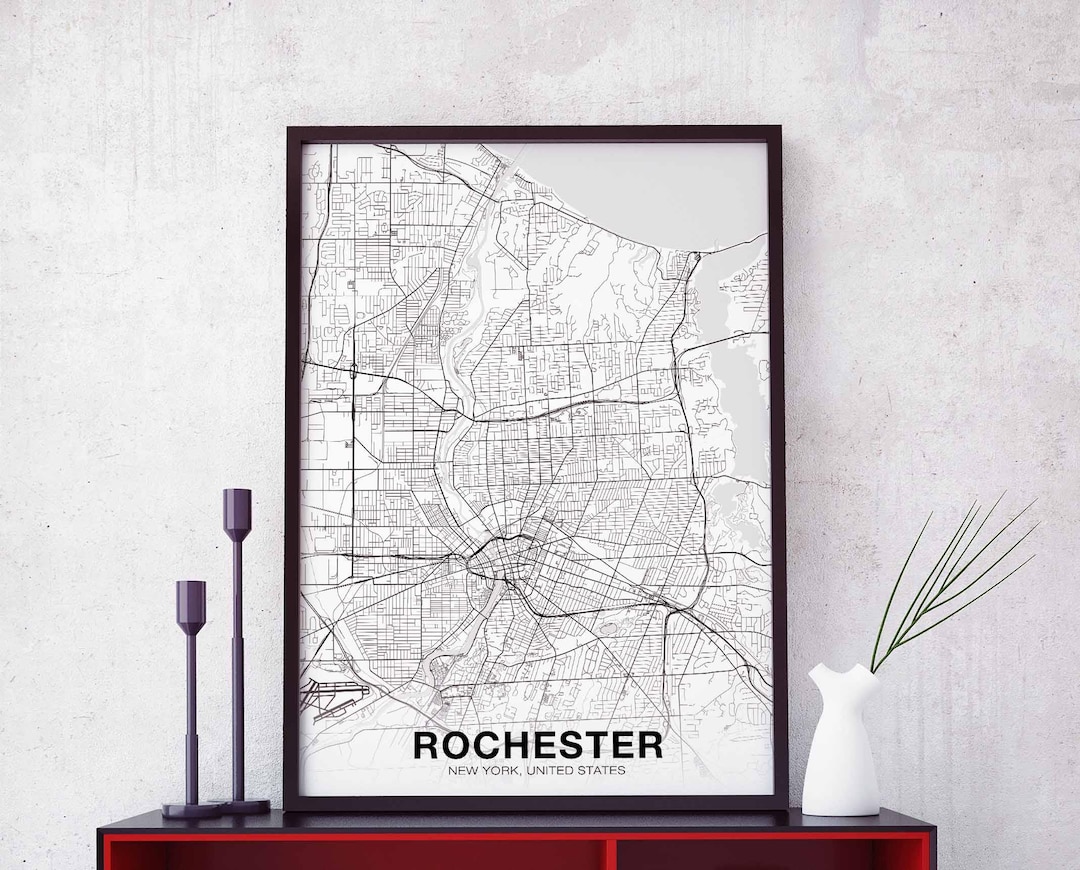 ROCHESTER New York NY USA Map Poster Black White Hometown City Print ...