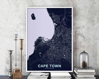 CAPE TOWN South Africa map poster color Hometown City Print Modern Home Decor Office Decoration Wall Art Dorm Bedroom Gift