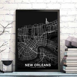 NEW ORLEANS Louisiana LA usa Karte Poster schwarz weiß Hometown City Print Moderne Wohnkultur Büro Dekoration Wand Kunst Wohnheim Schlafzimmer Geschenk