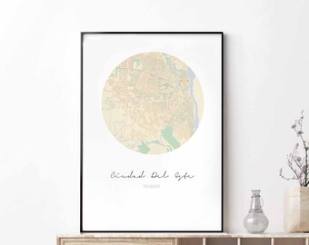 CIUDAD Paraguay map poster wall decor design modern minimal nordic travel bedroom home art vintage retro dorm nursery housewarming