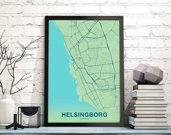 HELSINGBORG Sweden poster color Hometown City Print Modern Home Decor Office Decoration Wall Art Dorm Bedroom Gift