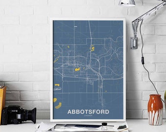 ABBOTSFORD Canada poster color Hometown City Print Modern Home Decor Office Decoration Wall Art Dorm Bedroom Gift