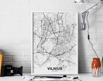 VILNIUS Lithuania map poster Hometown City Print Modern Home Decor Office Decoration Wall Art Dorm Bedroom Gift