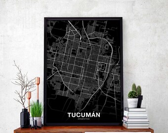 TUCUMAN Argentina map poster black white Hometown City Print Modern Home Decor Office Decoration Wall Art Dorm Bedroom Gift