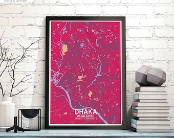 DHAKA Bangladesh map poster black white Hometown City Print Modern Home Decor Office Decoration Wall Art Dorm Bedroom Gift