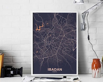 IBADAN Nigeria poster color Hometown City Print Modern Home Decor Office Decoration Wall Art Dorm Bedroom Gift