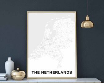 NETHERLANDS map poster Hometown City Print Modern Home Decor Office Decoration Wall Art Dorm Bedroom Gift