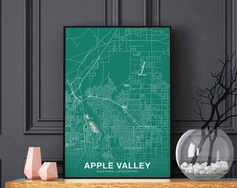 APPLE VALLEY California CA usa poster color Hometown City Print Modern Home Decor Office Decoration Wall Art Dorm Bedroom Gift