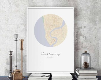 CHITTAGONG Bangladesh map poster wall decor design modern minimal nordic travel bedroom home art vintage retro dorm nursery housewarming