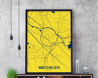 MECHELEN Belgium poster color Hometown City Print Modern Home Decor Office Decoration Wall Art Dorm Bedroom Gift