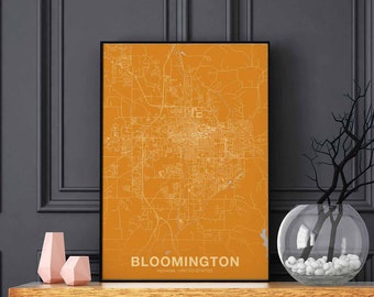 BLOOMINGTON Indiana IN USA poster color Hometown City Print Modern Home Decor Office Decoration Wall Art Dorm Bedroom Gift