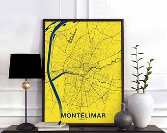 MONTELIMAR France map poster color Hometown City Print Modern Home Decor Office Decoration Wall Art Dorm Bedroom Gift