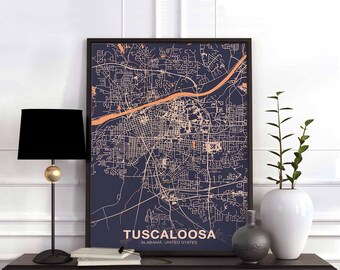 TUSCALOOSA Alabama AL USA poster color Hometown City Print Modern Home Decor Office Decoration Wall Art Dorm Bedroom Gift