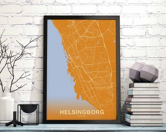 HELSINGBORG Sweden poster color Hometown City Print Modern Home Decor Office Decoration Wall Art Dorm Bedroom Gift