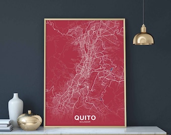 QUITO Ecuador map poster color Hometown City Print Modern Home Decor Office Decoration Wall Art Dorm Bedroom Gift