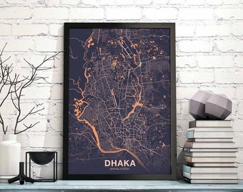 DHAKA Bangladesh poster color Hometown City Print Modern Home Decor Office Decoration Wall Art Dorm Bedroom Gift