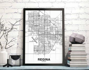 REGINA Canada map poster Hometown City Print Modern Home Decor Office Decoration Wall Art Dorm Bedroom Gift