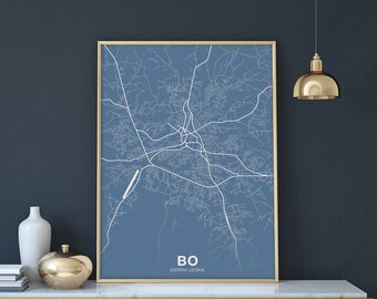 BO Sierra Leone map poster color Hometown City Print Modern Home Decor Office Decoration Wall Art Dorm Bedroom Gift