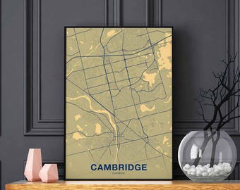 CAMBRIDGE Canada map poster color Hometown City Print Modern Home Decor Office Decoration Wall Art Dorm Bedroom Gift