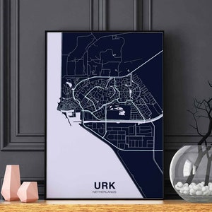 URK Nederland kaart poster kleur Woonplaats Stad Print Modern Home Decor Kantoor Decoratie Wall Art Slaapzaal Slaapkamer Cadeau